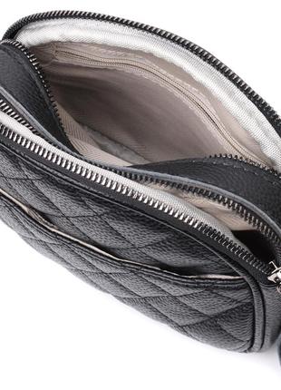 Стеганая сумка для женщин из мягкой натуральной кожи vintage 22325 черная5 фото