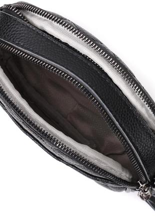 Стеганая сумка для женщин из мягкой натуральной кожи vintage 22325 черная4 фото