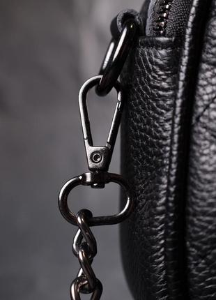 Стеганая сумка для женщин из мягкой натуральной кожи vintage 22325 черная9 фото