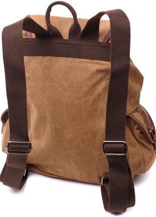 Мужской текстильный рюкзак что закрывается клапаном на магнит vintage 22155 коричневый2 фото