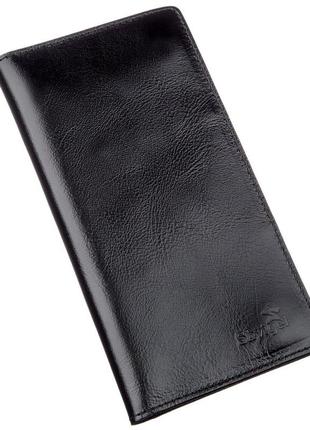 Бумажник мужской вертикальный из кожи алькор shvigel 16195 черный