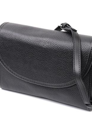 Стильна жіноча шкіряна сумка з напівкруглим клапаном vintage 22259 чорна