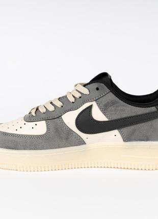 Кроссы nike air force 1 серый+беж для мужчины супер-тренд, кроссовки серые мужские модные найк4 фото