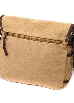 Практична сумка через плече для ноутбука 13" зі щільного текстилю vintage 22202 пісочний2 фото