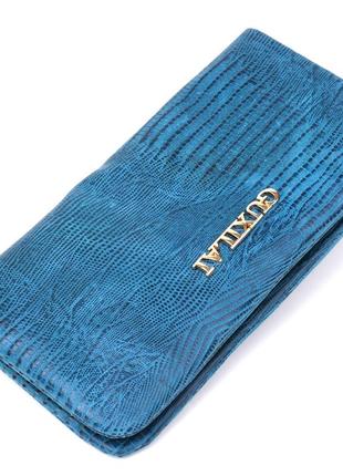 Кошелек женский кожаный с тиснением guxilai 18966 синий