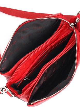 Яркая женская сумка на плечо karya 20845 кожаная красный4 фото