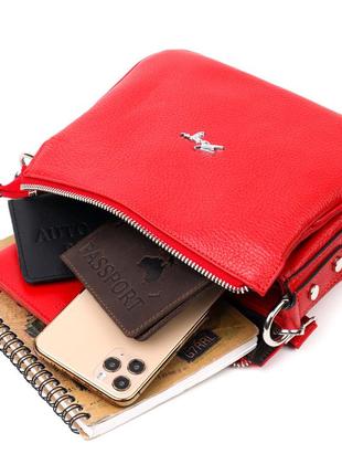 Яркая женская сумка на плечо karya 20845 кожаная красный7 фото