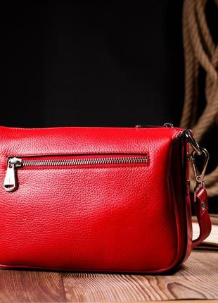 Яркая женская сумка на плечо karya 20845 кожаная красный9 фото