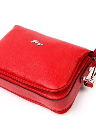 Яркая женская сумка на плечо karya 20845 кожаная красный3 фото