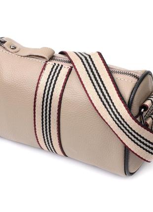 Уникальная сумка для женщин с акцентом посередине из натуральной кожи vintage 22360 бежевая