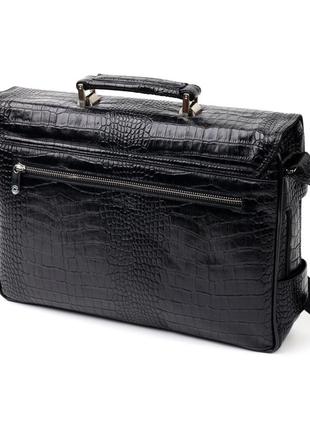 Місткий чоловічий портфель karya 20939 шкіряний чорний2 фото