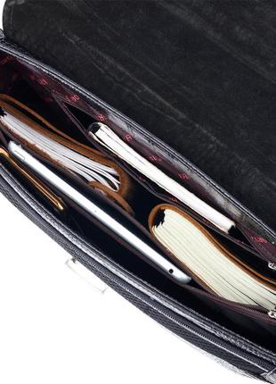 Вместительный мужской портфель karya 20939 кожаный черный5 фото
