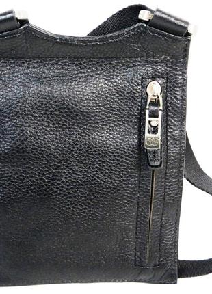 Небольшая мужская кожаная сумка на плечо giorgio ferretti черная3 фото