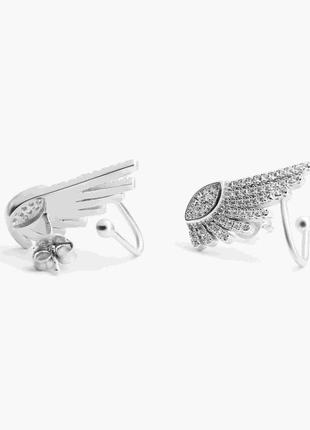 Срібні сережки пусети крила із фіанітами з ефектом кафи, с2ф/1400