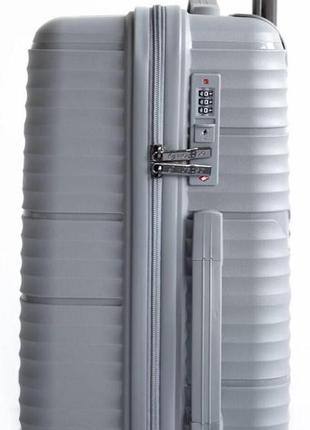 Пластиковый большой чемодан из поликарбоната 85l horoso серый3 фото