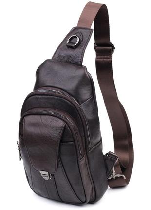 Удобная мужская сумка через плечо из натуральной кожи vintage 21306 коричневая