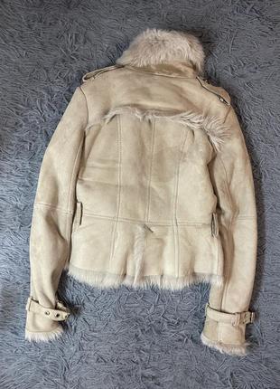 Burberry 100% кожа и мех стильная дубленка куртка косуха от премиум бренда3 фото