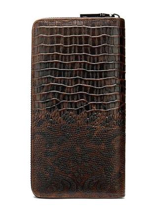 Чоловічий клатч із силуетом каймана 20235 vintage коричневий7 фото