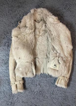 Burberry 100% шкіра та хутро стильна дубленка куртка косуха від преміум бренду4 фото