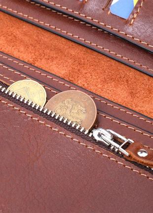 Интересный вертикальный кошелек из натуральной кожи grande pelle 11660 коричневый6 фото