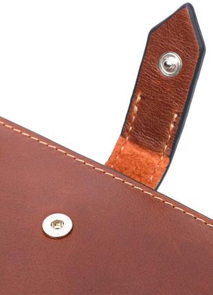 Интересный вертикальный кошелек из натуральной кожи grande pelle 11660 коричневый3 фото