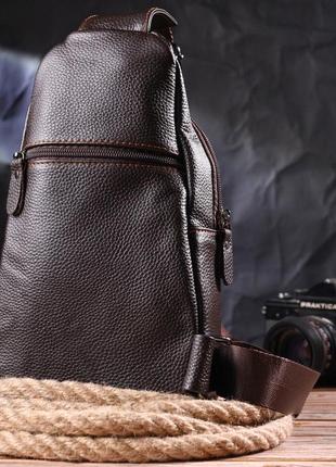 Удобная мужская сумка через плечо из натуральной кожи 21308 vintage коричневая7 фото
