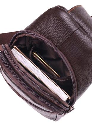 Удобная мужская сумка через плечо из натуральной кожи 21308 vintage коричневая4 фото