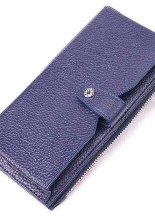Стильний вертикальний гаманець із натуральної шкіри karya 21423 синій