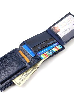 Фактурний стильний гаманець для чоловіків без застібки горизонтального формату з натуральної шкіри з тисненням5 фото