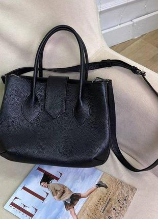 Чорна жіноча сумка з натуральної шкіри (україна виробник)