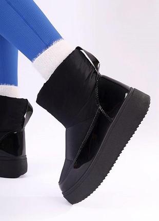 Дутики женские зимние полусапожки черные