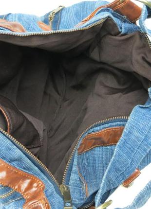 Женская джинсовая, коттоновая сумка fashion jeans bag синяя8 фото