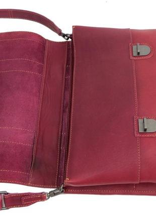 Кожаный женский портфель mykhail ikhtyar, украина бордовый7 фото