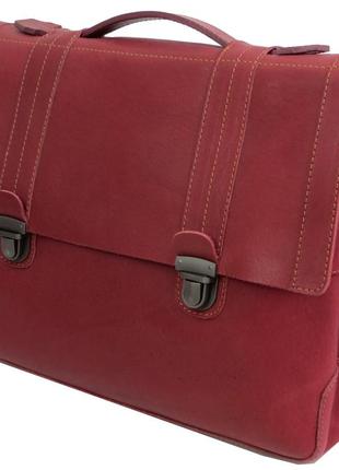 Кожаный женский портфель mykhail ikhtyar, украина бордовый4 фото