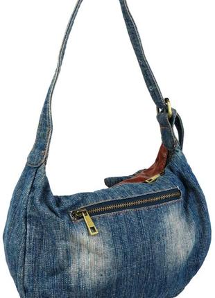 Женская джинсовая сумка небольшого размера fashion jeans bag синяя5 фото