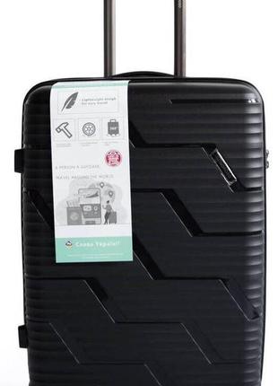 Пластиковый большой чемодан из поликарбоната 85l horoso черный1 фото