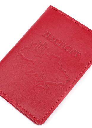 Яскрава шкіряна обкладинка на паспорт мапа grande pelle 16775 червона