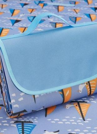 Складаний килимок (покривало) сумка для пікніка / пляжу folding rud 200х193 blue8 фото