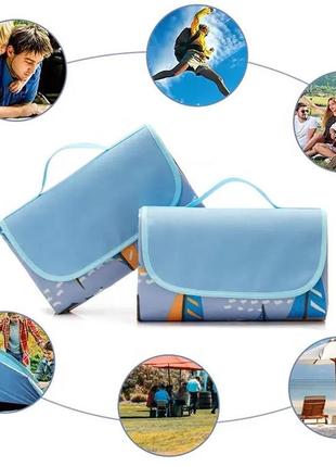 Складаний килимок (покривало) сумка для пікніка / пляжу folding rud 200х193 blue5 фото