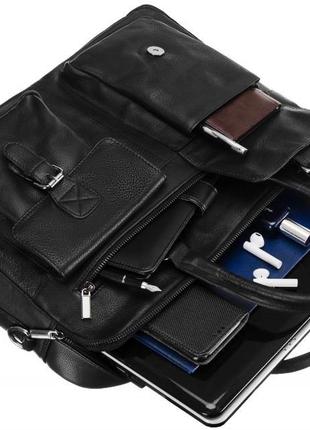 Мужская кожаная сумка, портфель для ноутбука 14 дюймов always wild черная4 фото