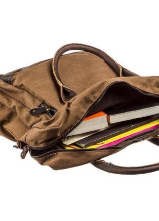Текстильная сумка для ноутбука легкая vintage 20118 коричневая3 фото
