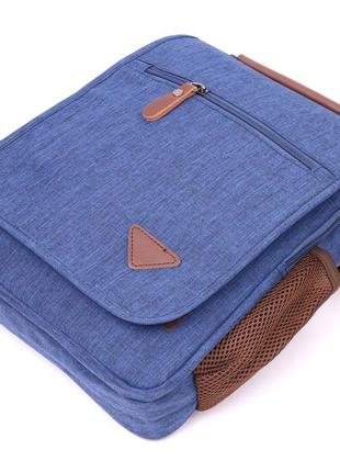 Интересная мужская сумка через плечо из текстиля 21264 vintage синяя3 фото