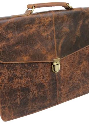 Винтажный кожаный портфель always wild portfolio коричневый