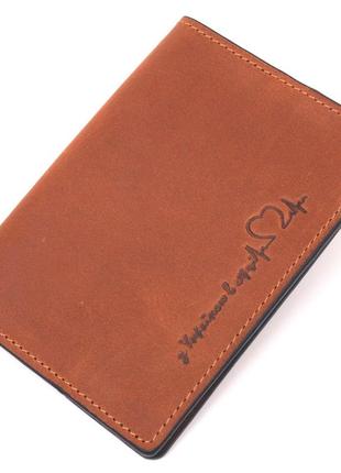 Ексклюзивна обкладинка на паспорт із вінтажної шкіри серце grande pelle 16726 світло-коричнева