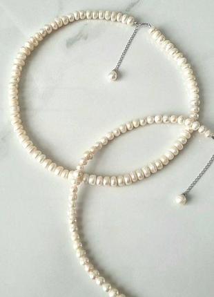 Кольє срібне з перлинами