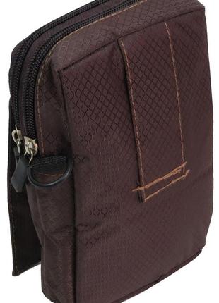 Небольшая мужская сумка для ношения на плече или ремне коричневая6 фото