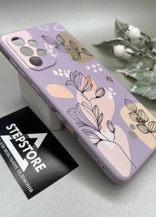 Чехол для samsung a73 a736 с цветочным принтом микрофиброй противоударный закрытая камера женский рисунок