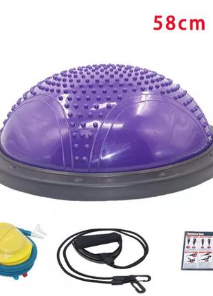 Балансировочная полусфера bosu для фитнеса и гимнастики d 59см надувная с насосом