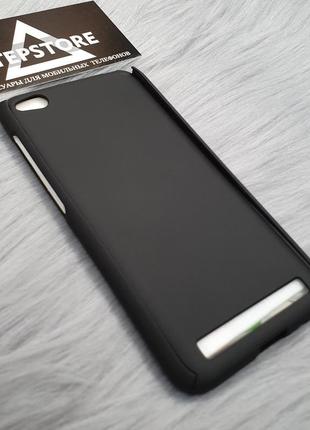 Чехол бампер 360 3 в 1 для xiaomi redmi 5a противоударный защитное стекло в комплекте чёрный soft touch4 фото