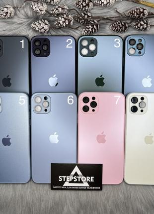 Чехол стеклянный glass case matte iphone 11 pro max матовый закрытая камера с линзами